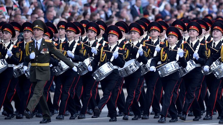 Le défilé du jour de la VE s'est déroulé au Bélarus, avec des fanfares militaires