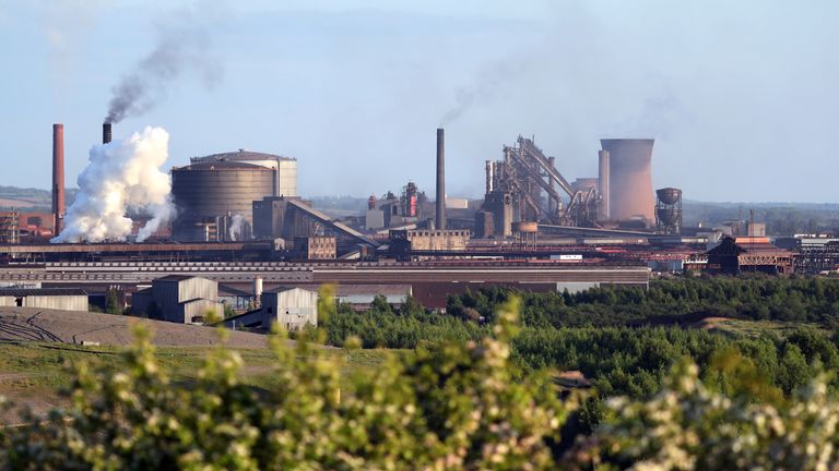 Une vue générale montre les travaux de British Steel à Scunthorpe