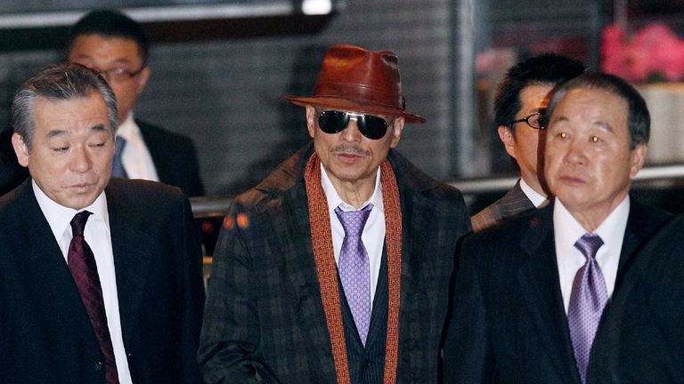 Le patron de Yakuza, Kenichi Shinoda, le chef du gang Yamaguchi-gumi, est vu après sa libération de prison en 2011
