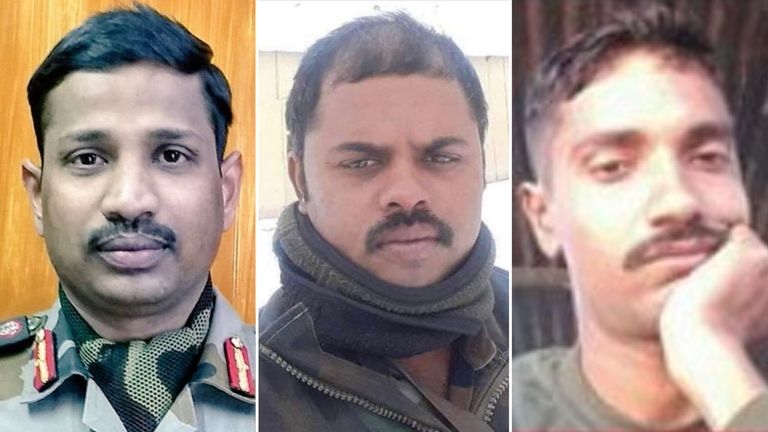(LR): B Santosh Babu, Havildar Palani et Sepoy Ojha sont morts à la frontière