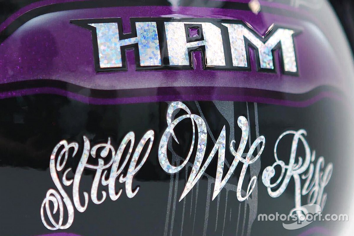 Lewis Hamilton, détail du casque Mercedes AMG F1