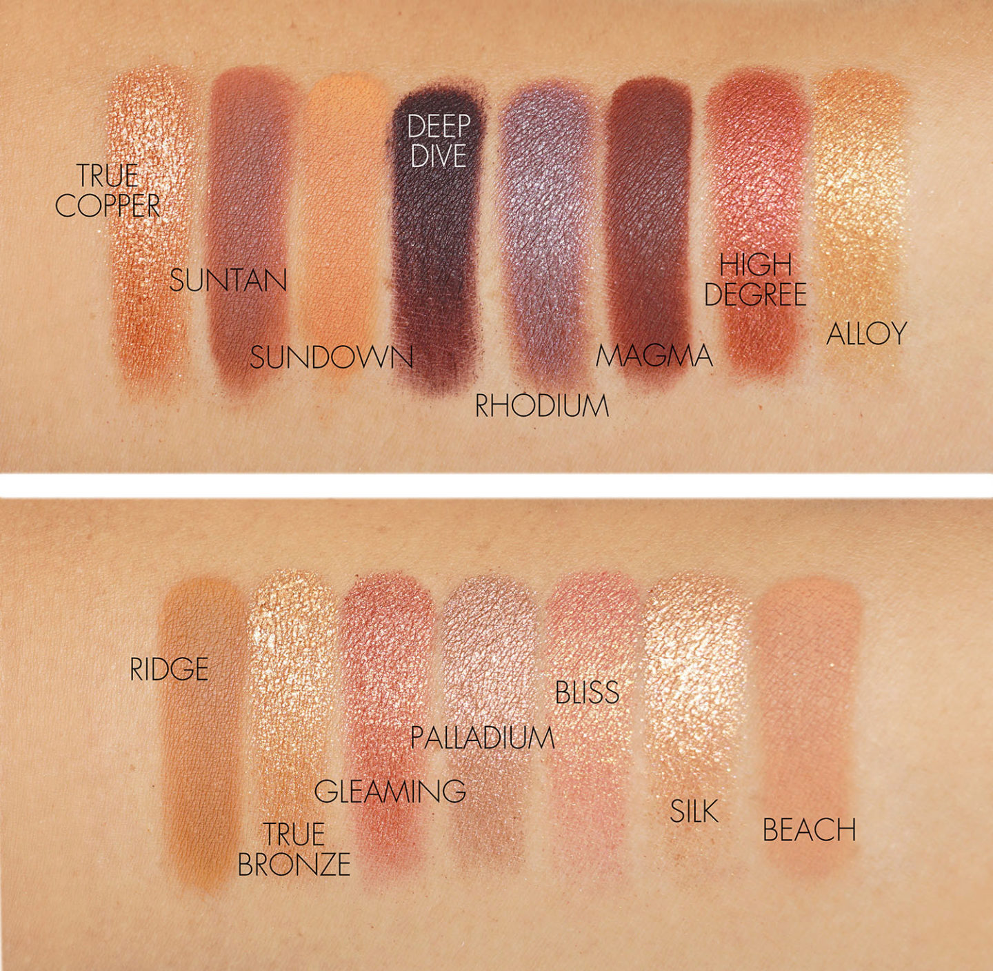 Échantillons de la palette de fards à paupières Natasha Denona Bronze