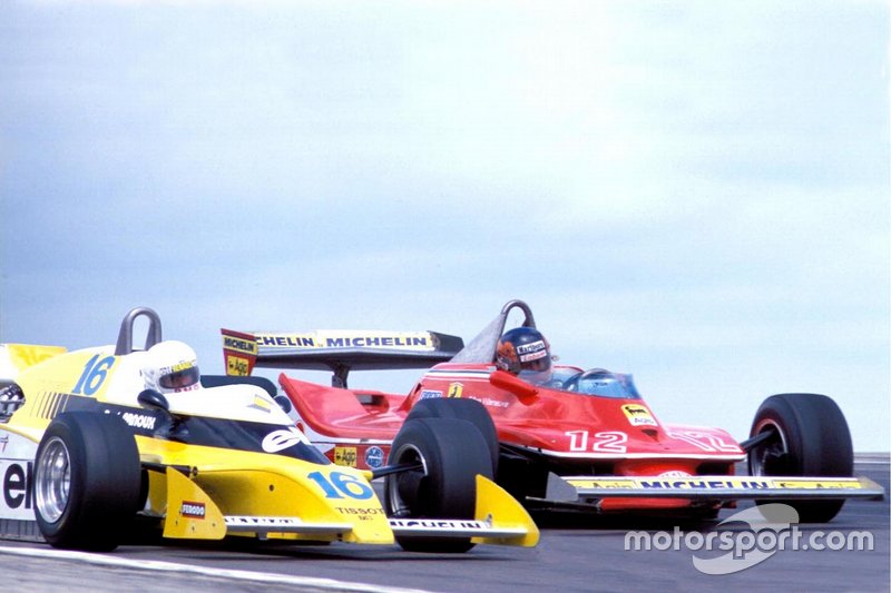 Gilles Villeneuve, Ferrari 312T4, René Arnoux, Renault RS10