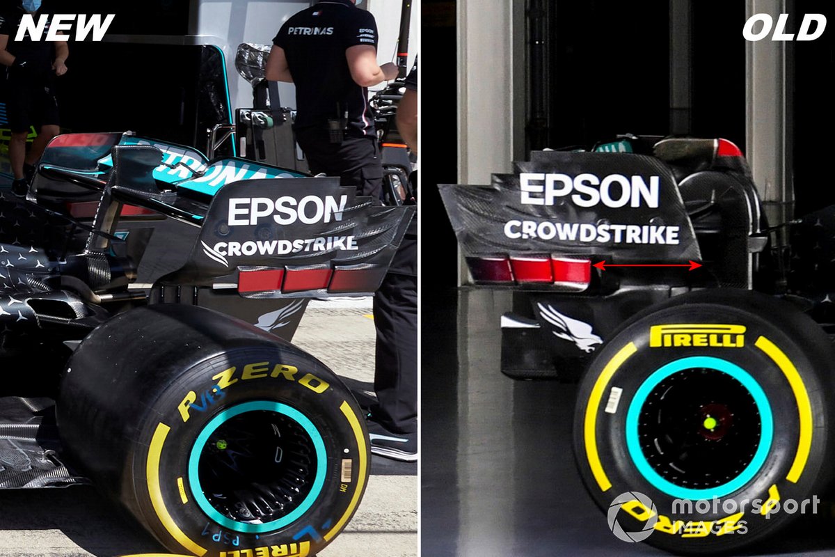 Comparaison des ailes arrière de la Mercedes F1 W11