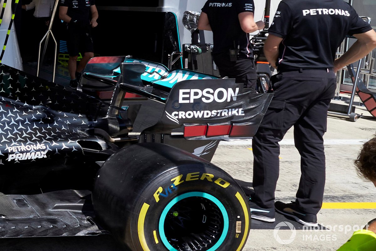 Détail de l'aileron arrière de la Mercedes F1 W11