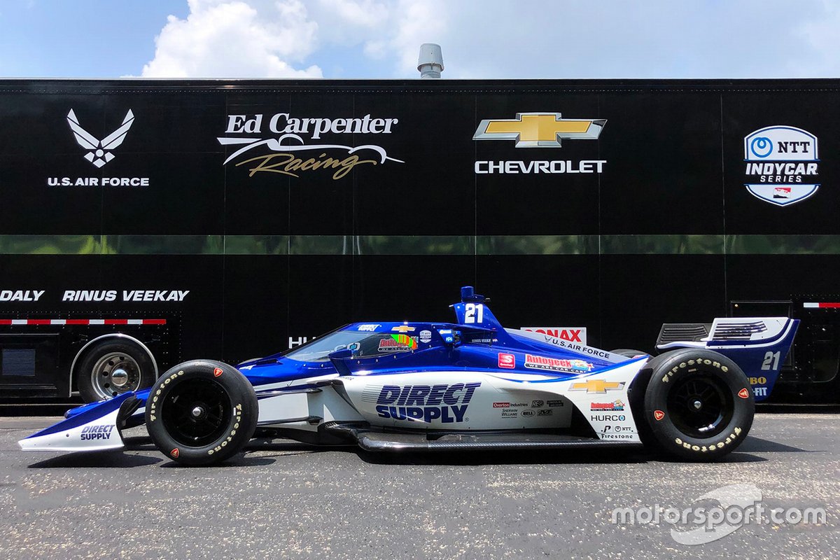 La livrée d'ECR pour l'ECR-Chevy # 21 de VeeKay dans la double tête de ce week-end à Road America. 