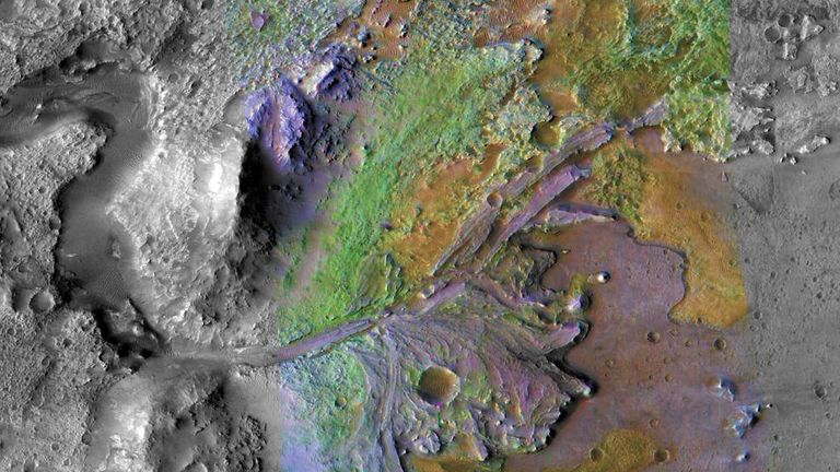 La NASA a annoncé que le rover atterrirait dans le cratère Jezero.  Pic: NASA