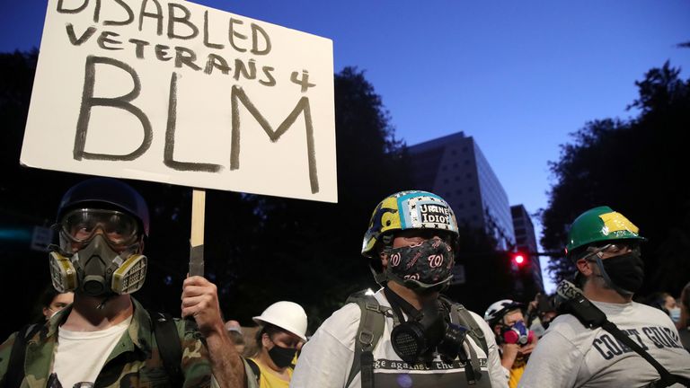 Des vétérans faisaient partie des manifestants à Portland