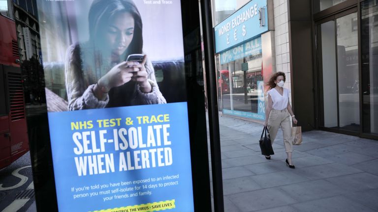 Un test et Trace annonce sur Oxford Street à Londres