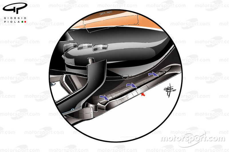 Détails du plancher de la McLaren MCL32, légendés