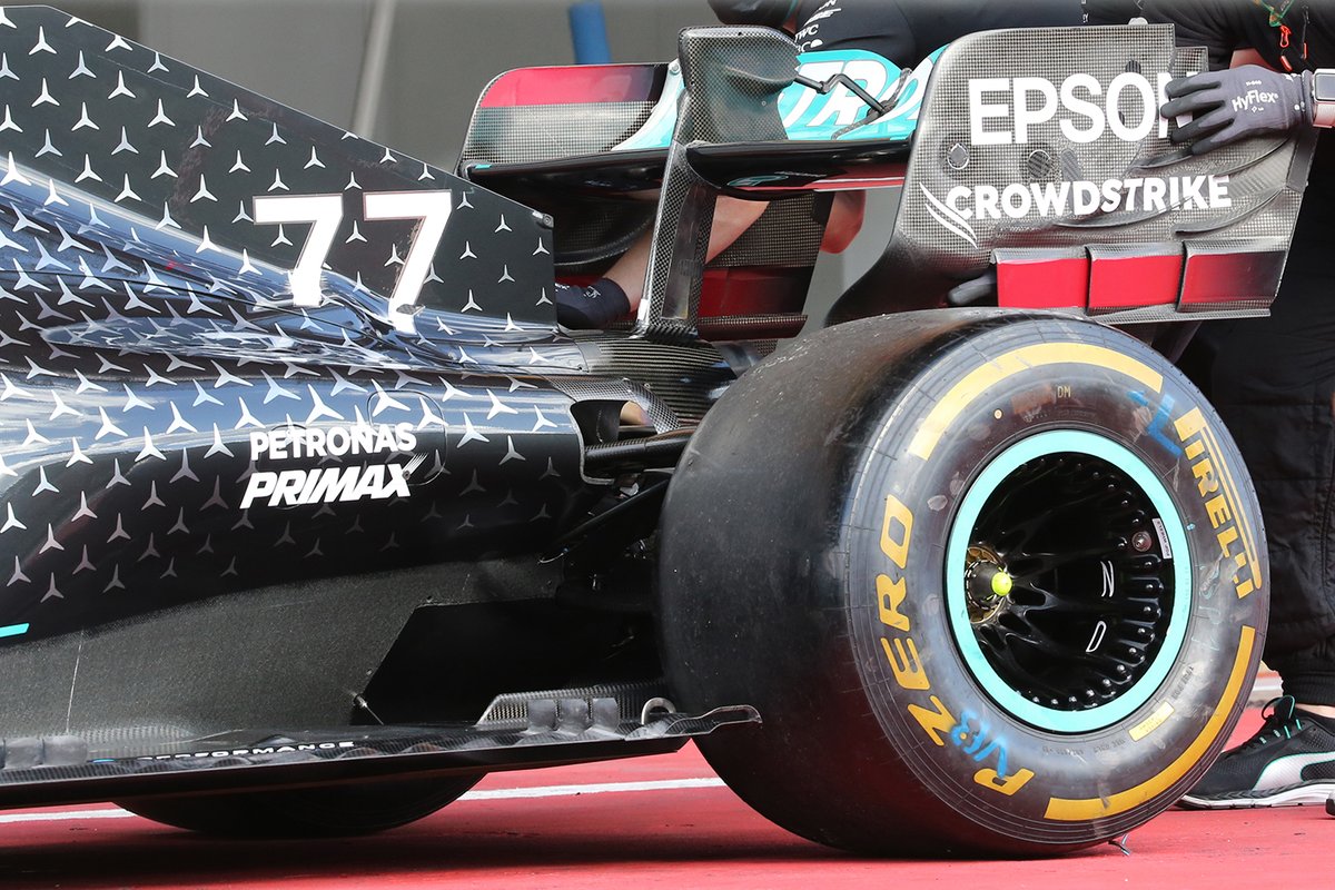 Détail de l'aile arrière de la Mercedes F1 W11