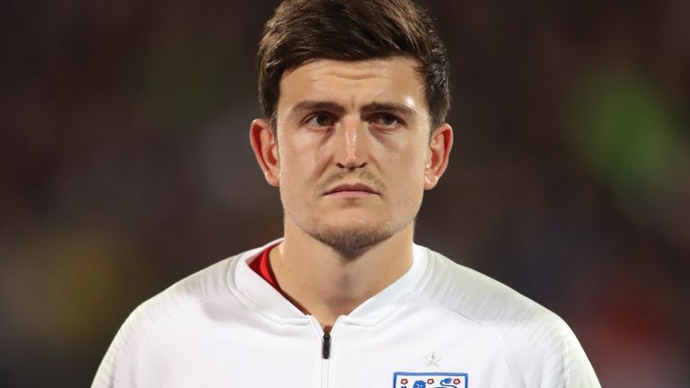 Harry Maguire de l'Angleterre lors du match de qualification de l'UEFA Euro 2020 au stade national Vasil Levski, Sofia, Bulgarie.