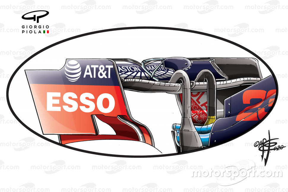 Détail de l'aileron arrière de la Red Bull Racing RB16 British GP