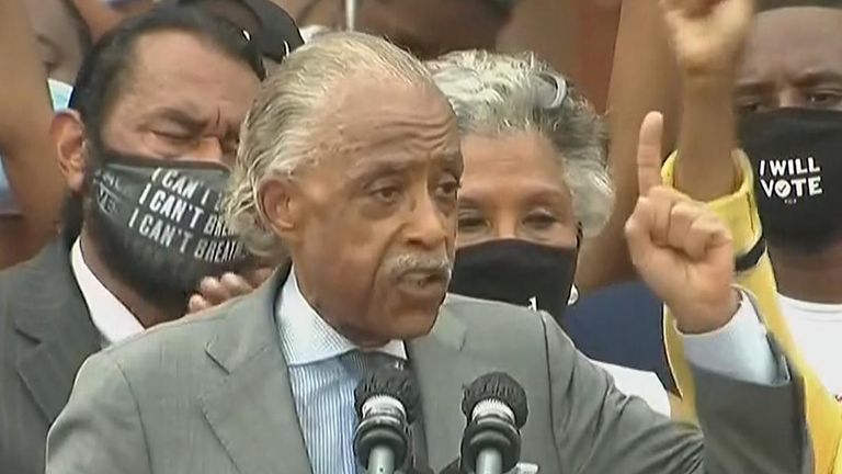 Le révérend Al Sharpton s'exprimant à Washington DC