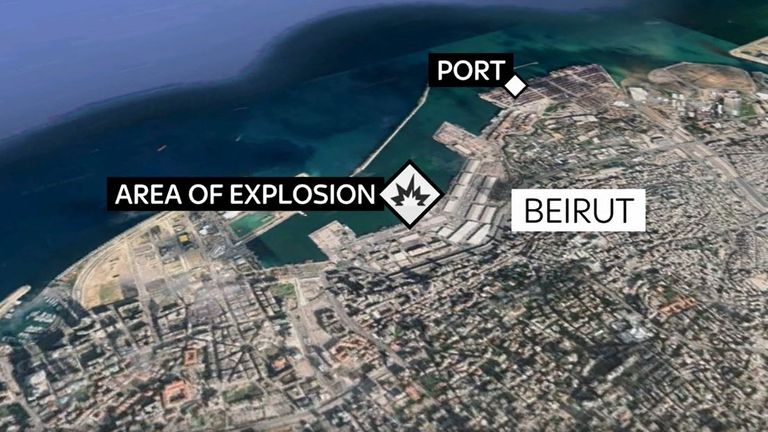 La carte montre où l'explosion du Liban a eu lieu