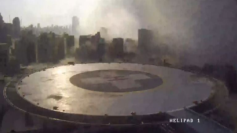 L'explosion vue depuis l'héliport de l'hôpital
