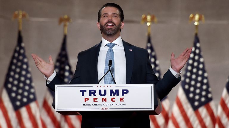 Donald Trump Jr prend la parole lors du premier jour de la convention républicaine