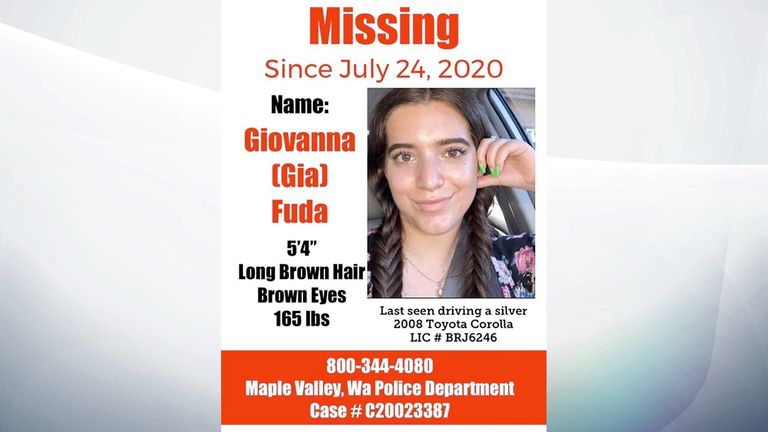 La police a publié cette affiche après la disparition de Giovanna.  Pic: Bureau du shérif du comté de King 