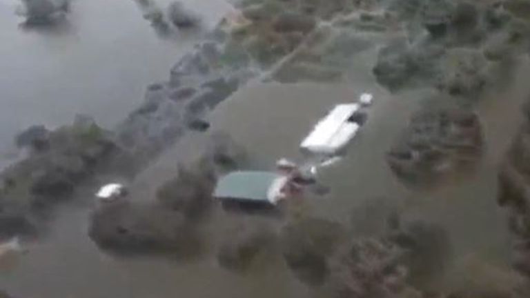 La dévastation des inondations par l'ouragan Laura vue d'en haut