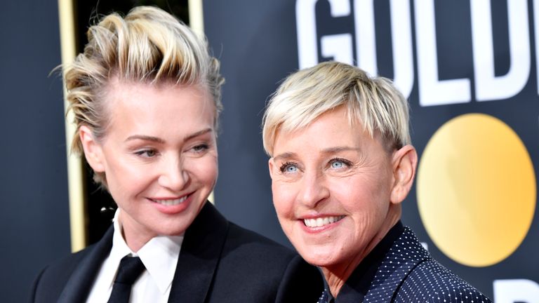 Portia de Rossi et Ellen DeGeneres assiste aux 77e Golden Globe Awards annuels à l'hôtel Beverly Hilton le 05 janvier 2020 à Beverly Hills, Californie