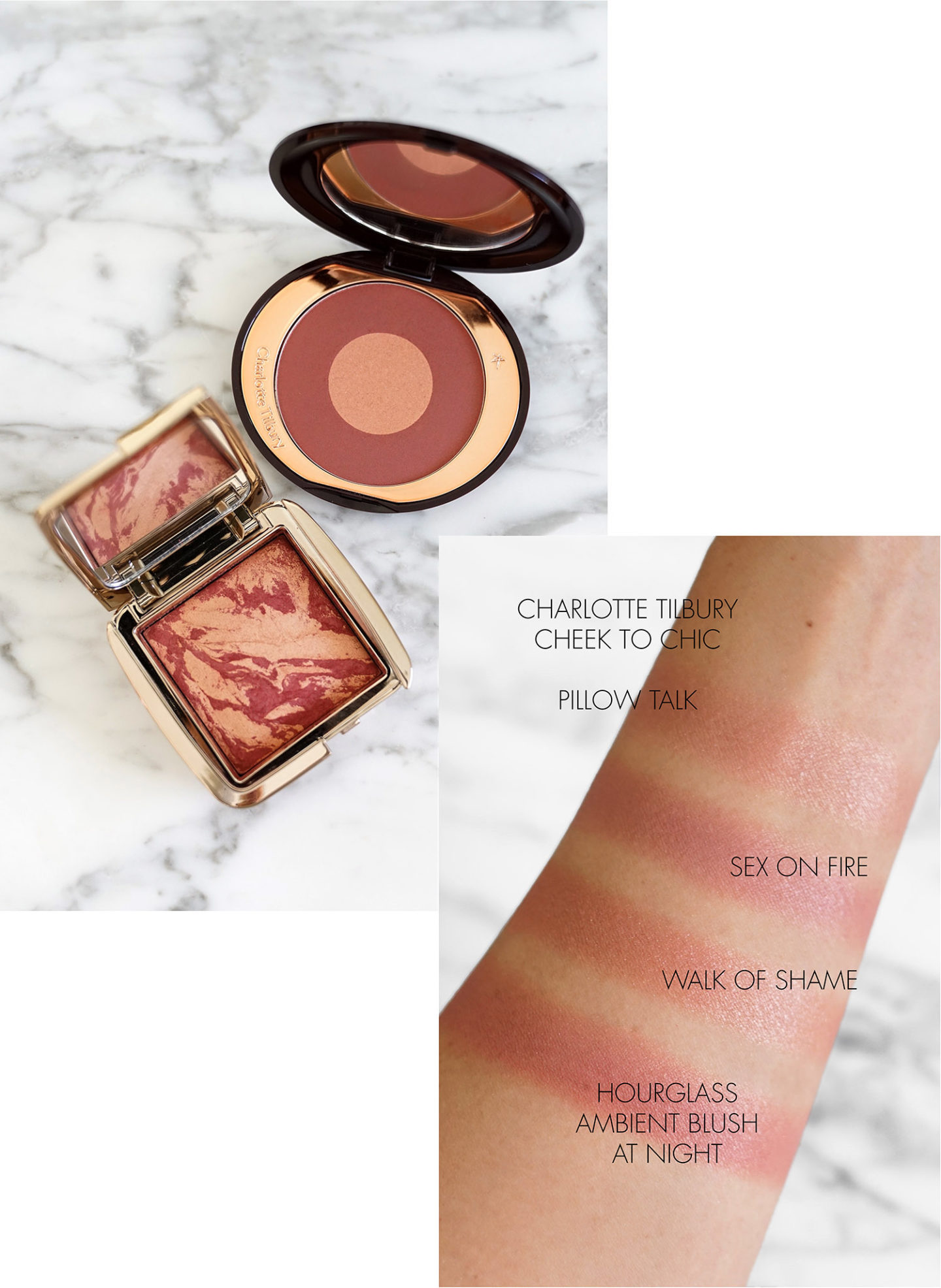 Charlotte Tilbury Cheek à Chic Walk of Shame et Hourglass Blush At Night