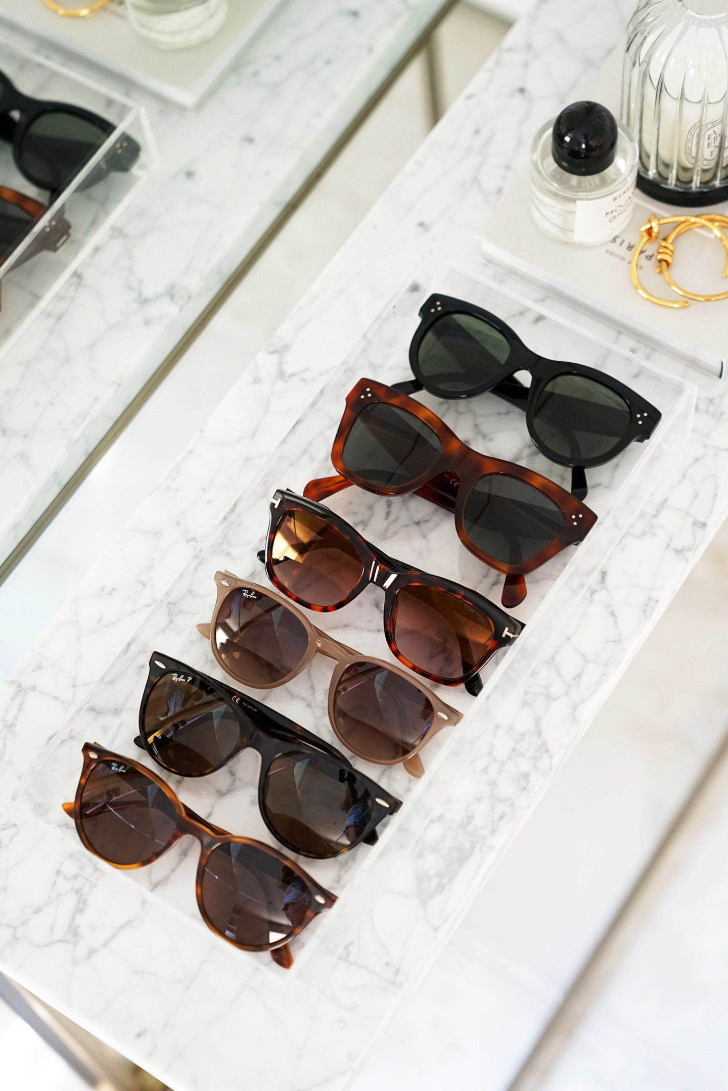Lunettes de soleil préférées Ray-Ban, Tom Ford et Céline