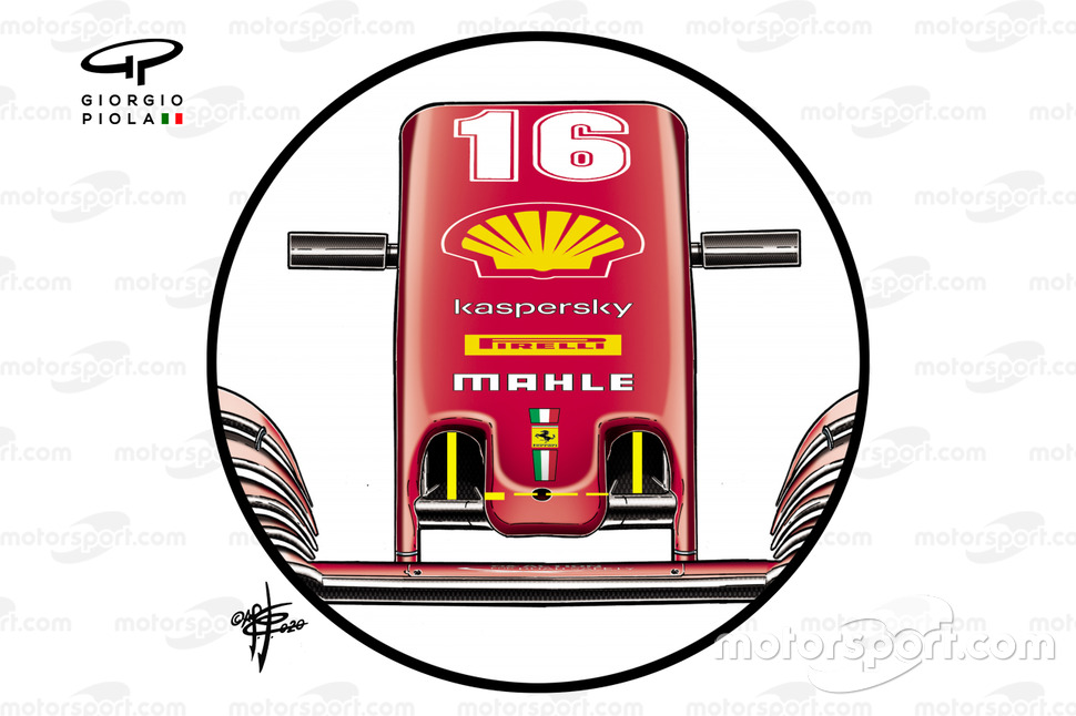 Détail de l'entrée du nez de la Ferrari SF1000