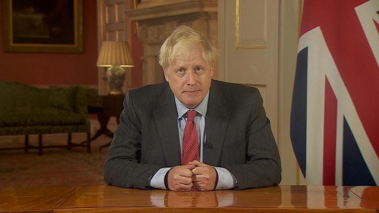 Le Premier ministre Boris Johnson prononce son discours sur le coronavirus