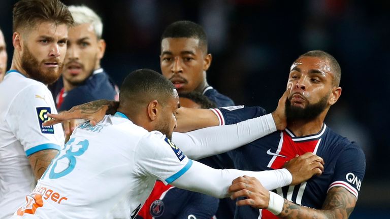 Les joueurs du PSG et de Marseillle se sont affrontés pendant le match