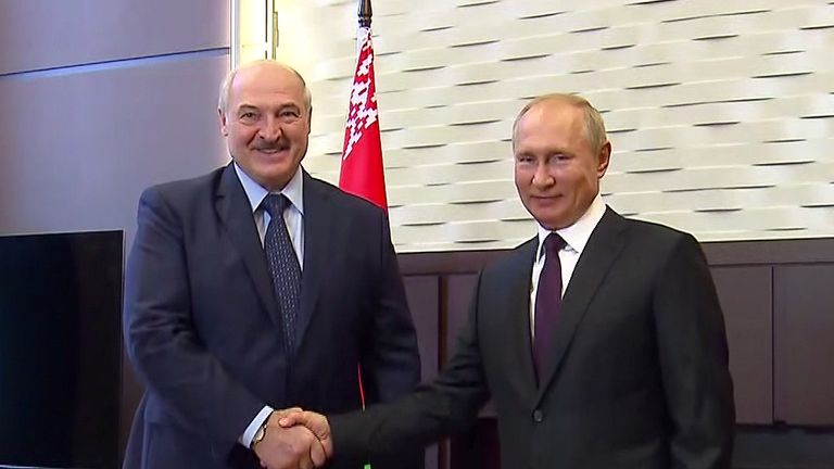 Le président Loukachenko avec le russe Vladimir Poutine