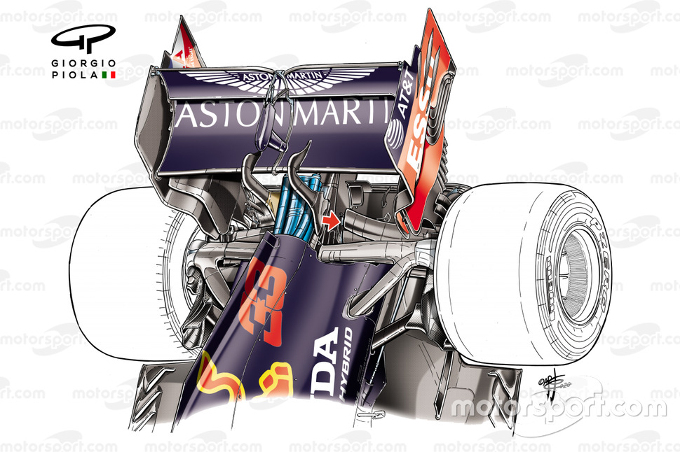 Détails de la suspension arrière de la Red Bull Racing RB16 