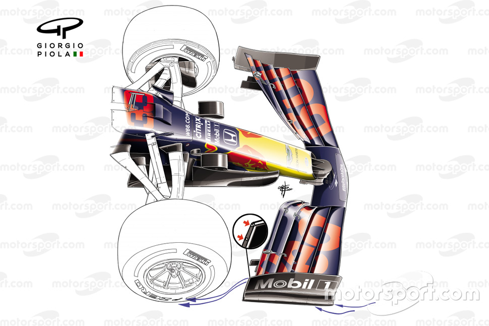 Red Bull Racing RB16 nouvel aileron avant avec détail de trous