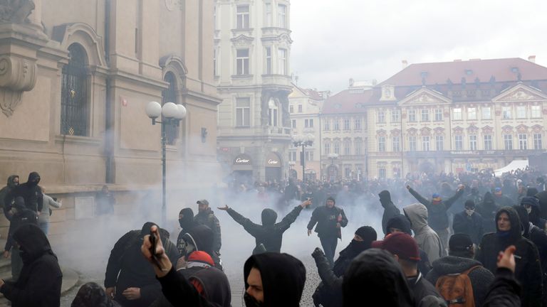 Des manifestations ont eu lieu à Prague ce week-end au sujet des restrictions en République tchèque