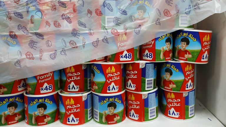 Les produits français étaient couverts sur les étagères d'une boutique en Jordanie