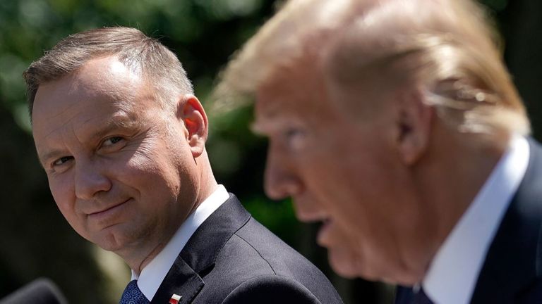 Le président polonais Andrzej Duda avec le président américain Donald Trump 