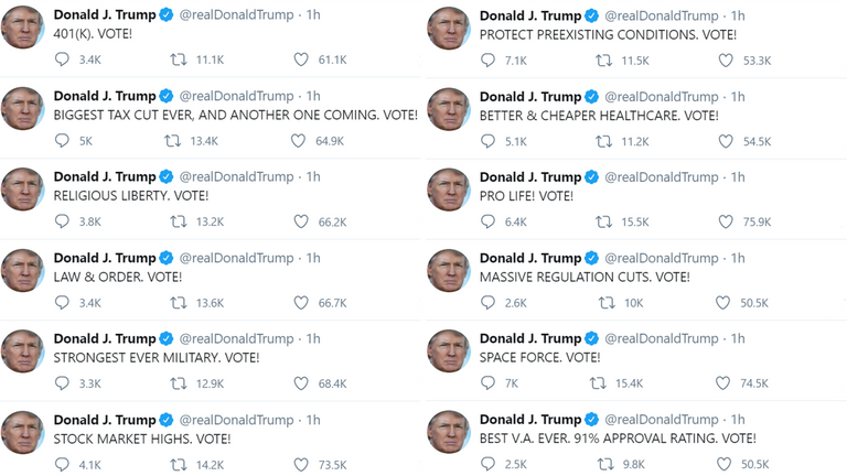 Une petite sélection de tweets de M. Trump