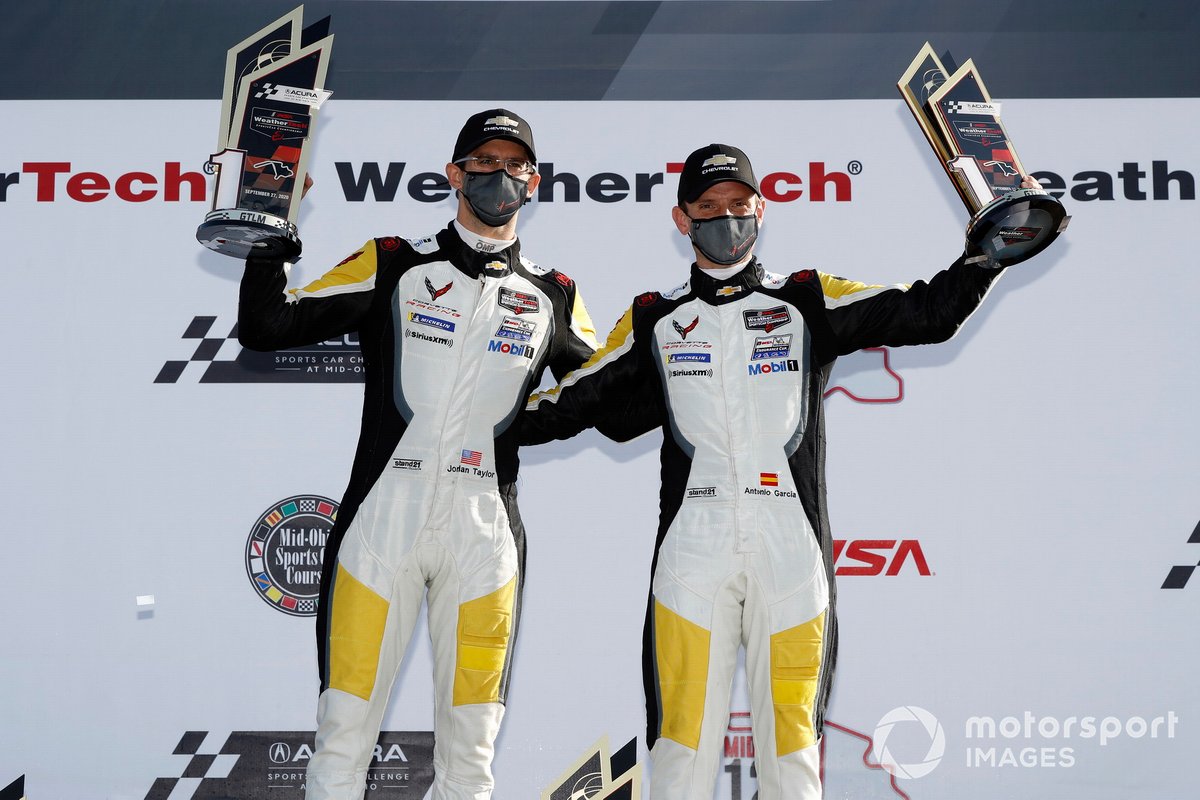 # 3 Corvette Racing Corvette C8.R, GTLM: Antonio Garcia, Jordan Taylor, podium