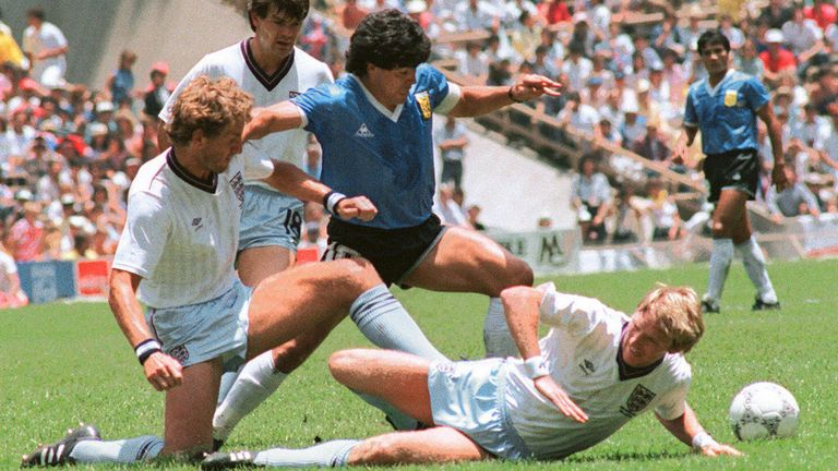 Maradona jouant à la Coupe du monde en 1986