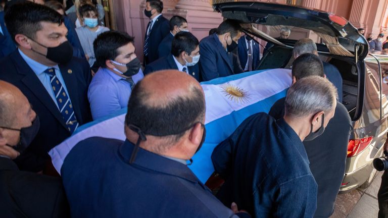 Les funérailles de Diego Maradona ont lieu à Buenos Aires.  Pic: Présidence argentine