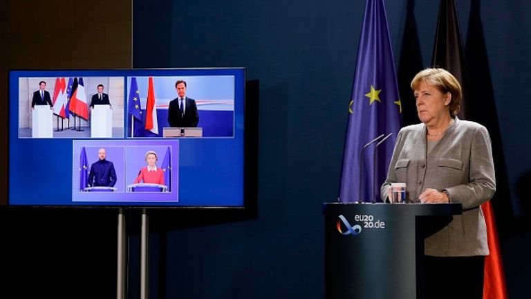 Angela Merkel a rejoint les autres dirigeants par vidéoconférence
