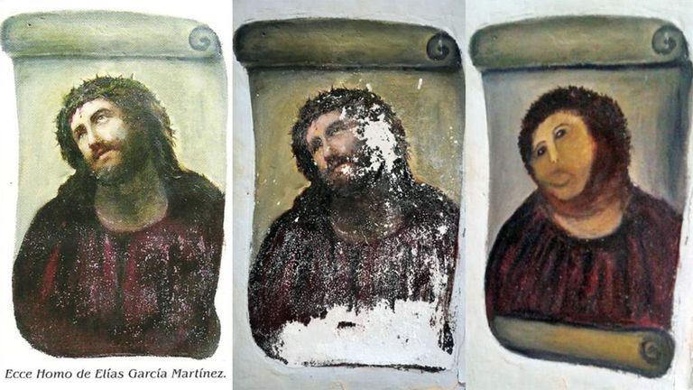 La tentative de Cecilia Gimenez de restaurer une fresque de Jésus en 2012 est devenue connue sous le nom de `` Christ singe ''
