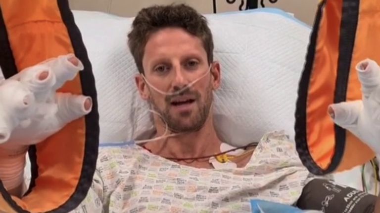 Le pilote de F1 Romain Grosjean fait le point sur son état après avoir survécu à un accident à grande vitesse.