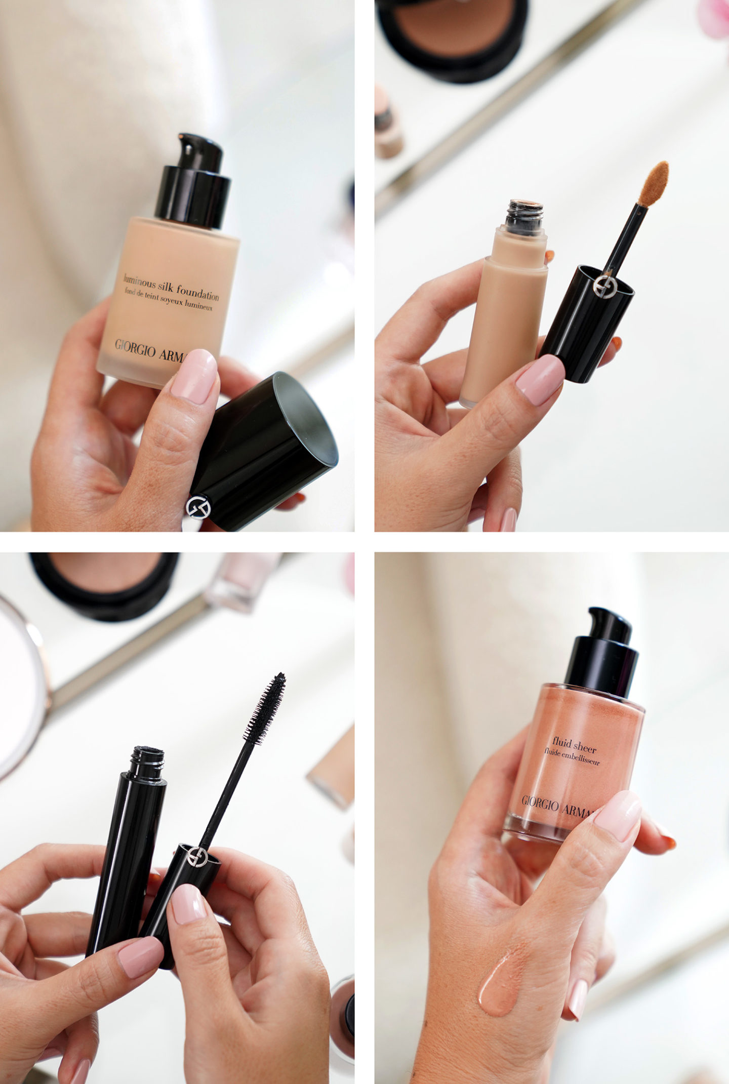 Armani Makeup Staples: Fond de teint Luminous Silk, Correcteur, Mascara Eyes to Kill, Fluid Sheer