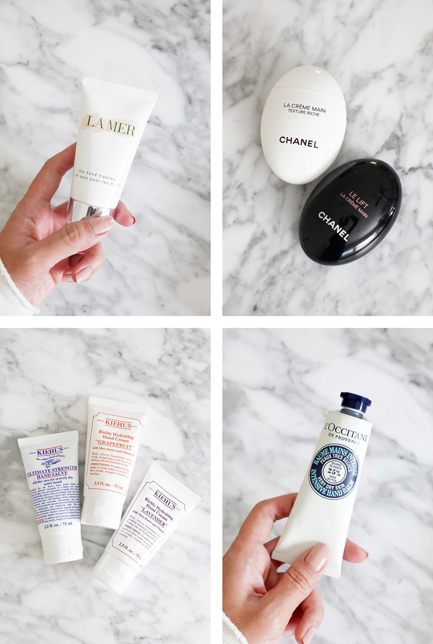 Meilleures crèmes pour les mains La Mer, Chanel, Kiehl's, L'Occitane