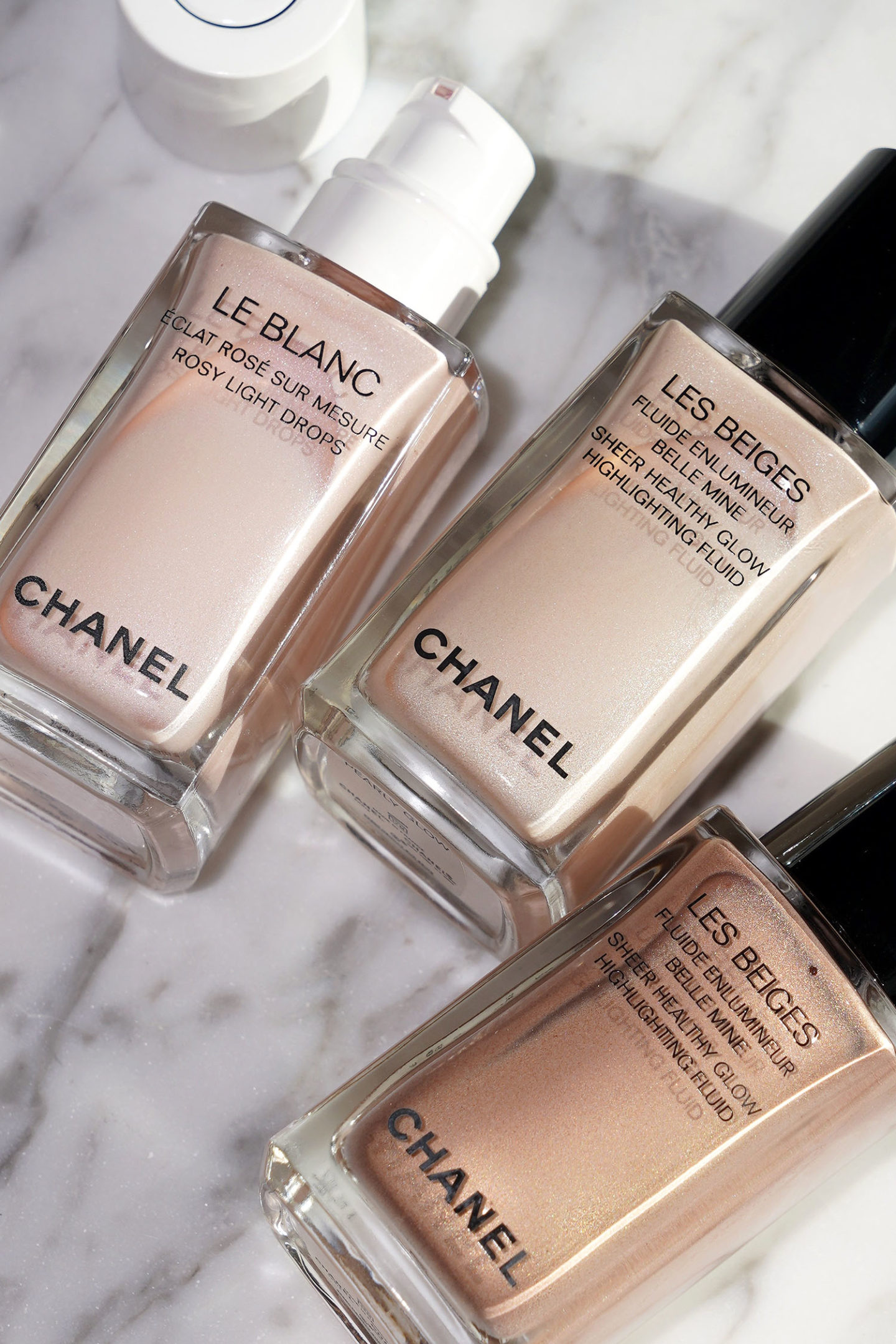 Chanel Le Blanc Rosy Light Drops et Les Beiges Highlighting Fluid