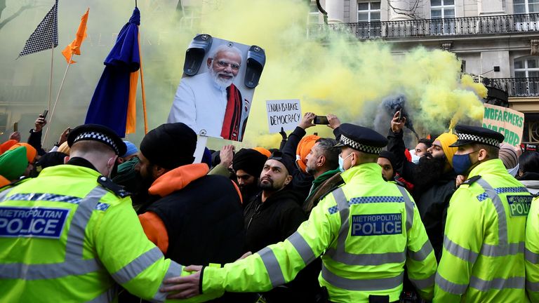 Londres a également connu de grandes manifestations le week-end dernier devant le haut-commissariat indien