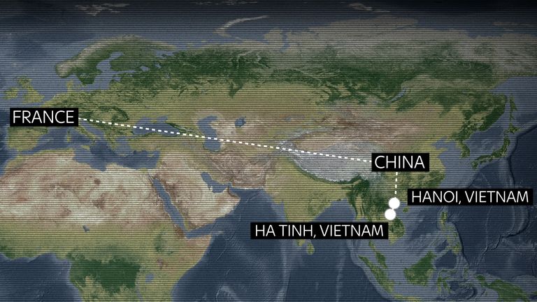 Pham Thi Tra My a voyagé de Ha Tinh au Vietnam à Hanoi avant de se rendre en Chine puis en France