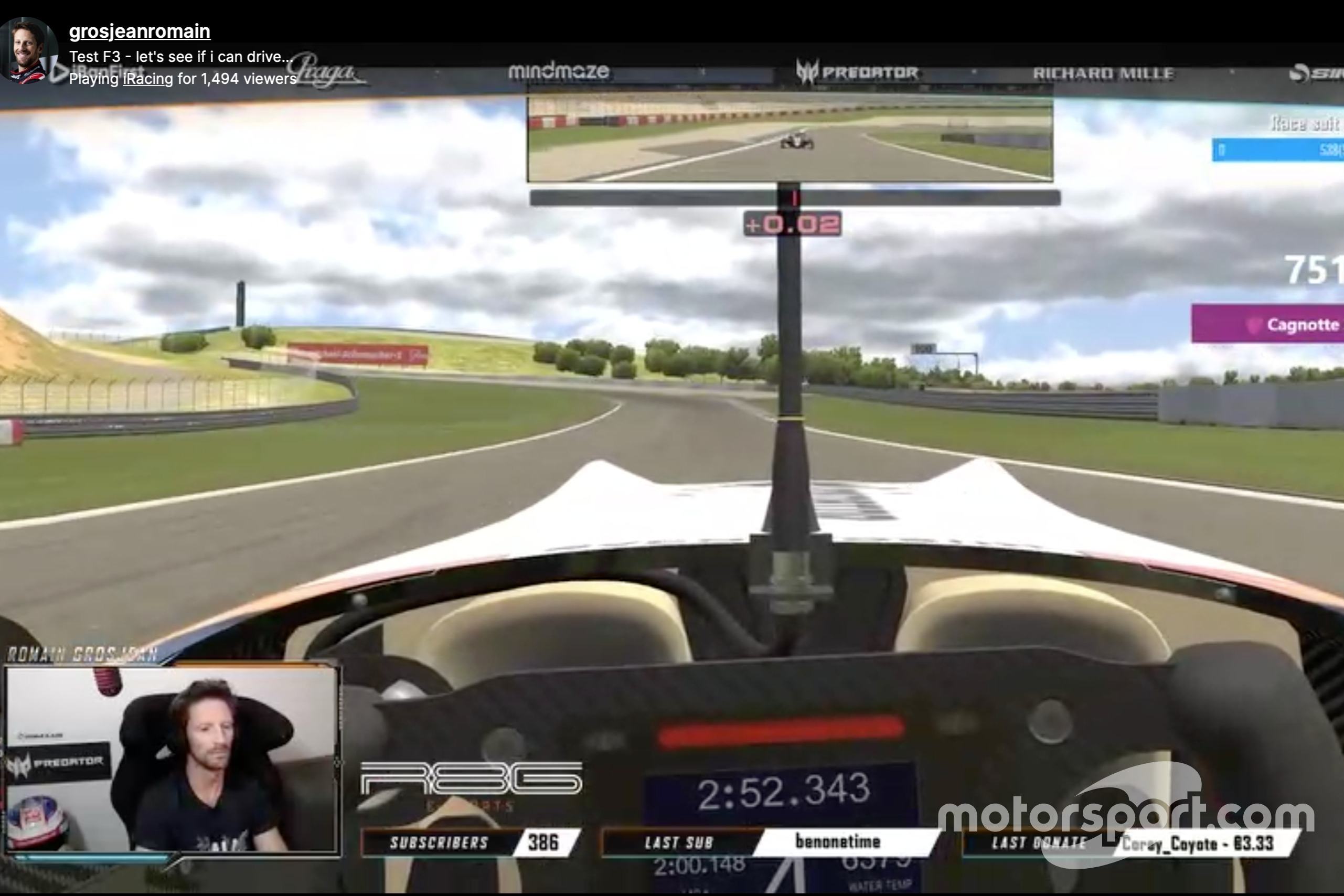 Romain Grosjean en course sur iRacing