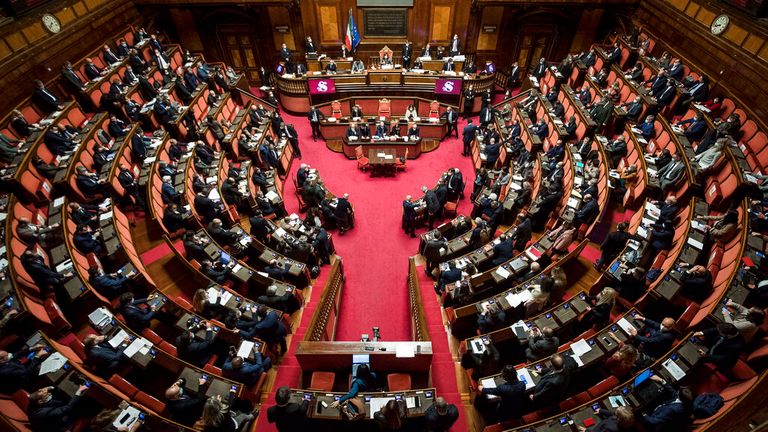 Le Sénat italien, où M. Conte a perdu sa majorité absolue.  Pic: AP
