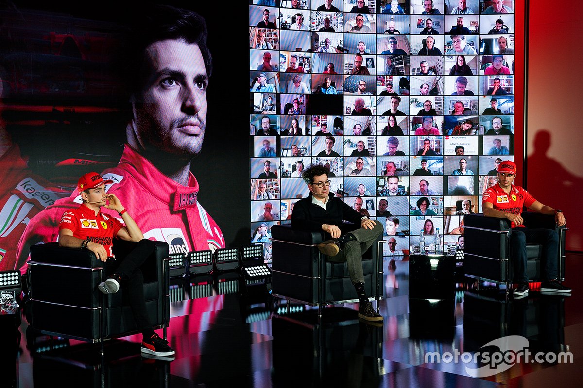 Mattia Binotto, Team Principal Ferrari avec Charles Leclerc et Carlos Sainz Jr., Ferrari